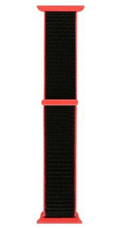 Curea iUni compatibila cu Apple Watch 1/2/3/4/5/6/7, 42mm, Nylon Sport, Woven Strap, Black/Red